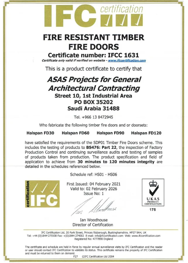 IFC Certification certificate