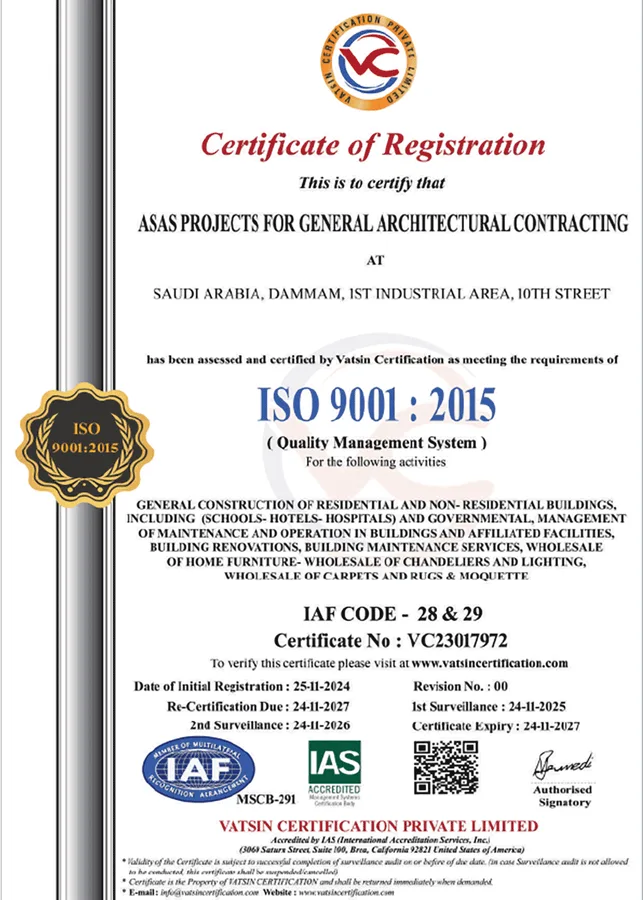 ISO 9001:2015 certificate