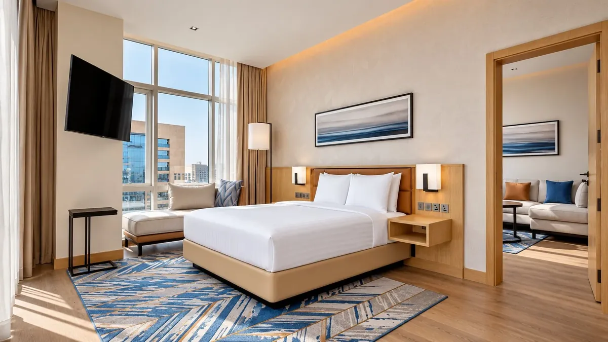 Courtyard by Marriott Jubail — guest room after the ASAS fit-out